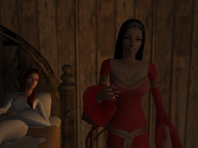 She flounced into the center of the room.