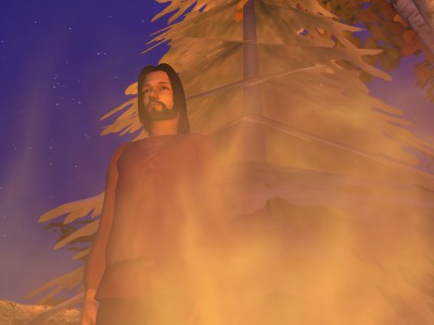 He saw them moving uneasily beyond the firelight.