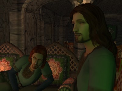 The Baron snorted awake.