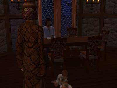 Githa found her husband sitting at the table eating his supper--and Eadgard on the floor playing with his.