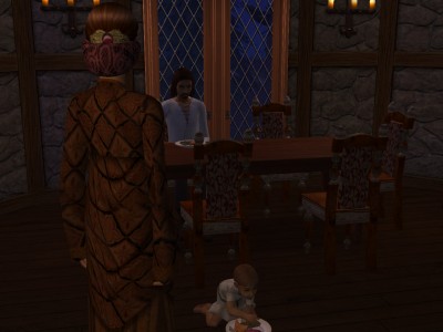 Githa found her husband sitting at the table eating his supper--and Eadgard on the floor playing with his.