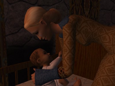 Eadgith laughed in delight and leaned over to hug the baby in her crib.