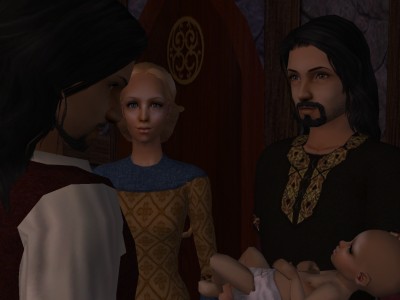 Leofric looked down at the baby, nearly blushing with an unaccustomed bashfulness.