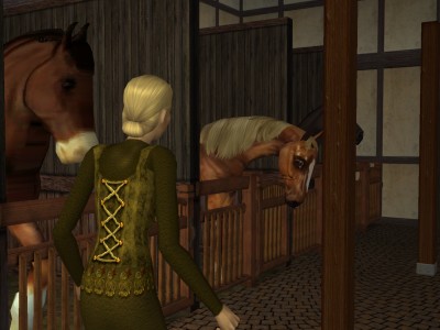 She stopped short, aghast at the sight of her horse's head hanging lazily over the stall door.