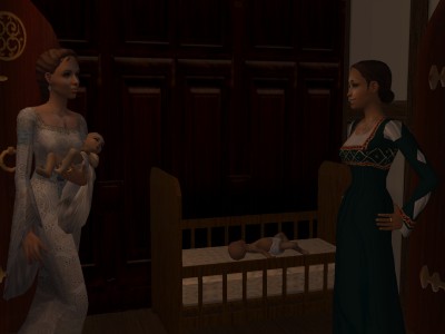 Eadgith sang as she brought her tired little niece into the room.