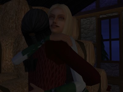 He seemed pleased with the idea, and he hugged her close.