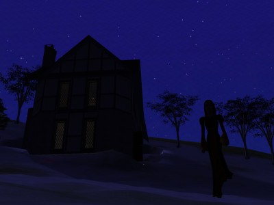 A small, dark form stepped out of it and came running down the hill.
