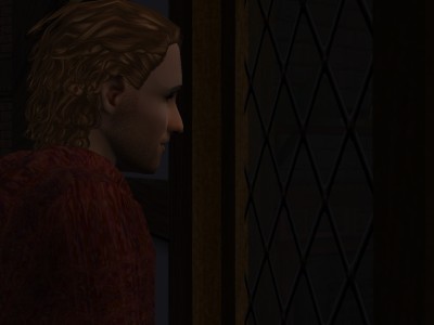 What he did was to walk around the corner of the manor and peer in the window.