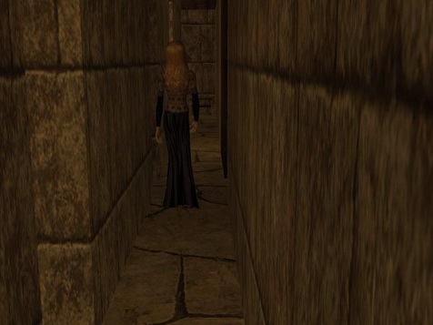 She passed a steep staircase leading up through the thickness of the wall.