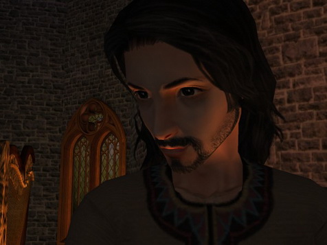 At last he looked around.