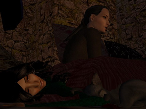 For as long as she could manage to only pretend to sleep, he sat beside her.