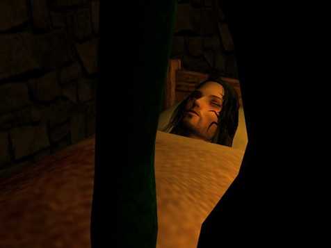 The black stripes on the man's face were not merely locks of sweaty hair.