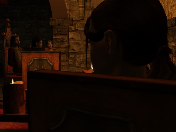 He could just see the top of Condal's head behind the high back of her chair.