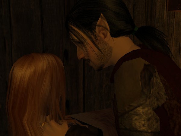 He brushed back her hair, and laid her down.